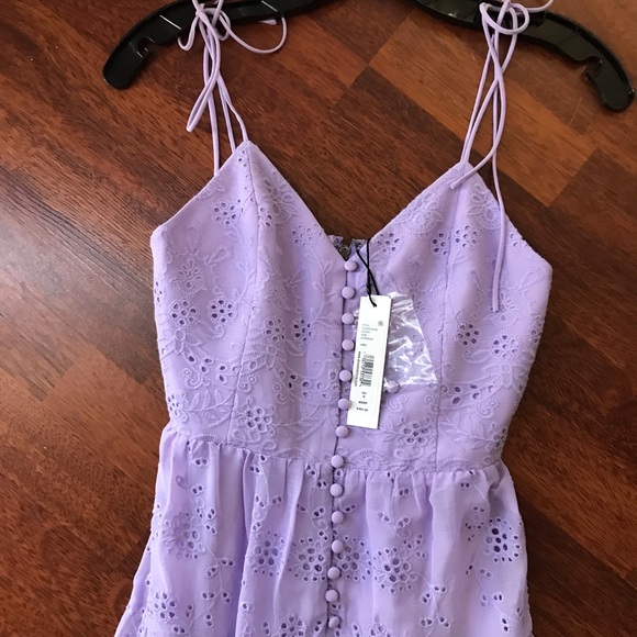 SOLD! NWT Alice + Olivia Shanti Eyelet Embroidery Button Front Dress Lavender - Picture 11 of 17